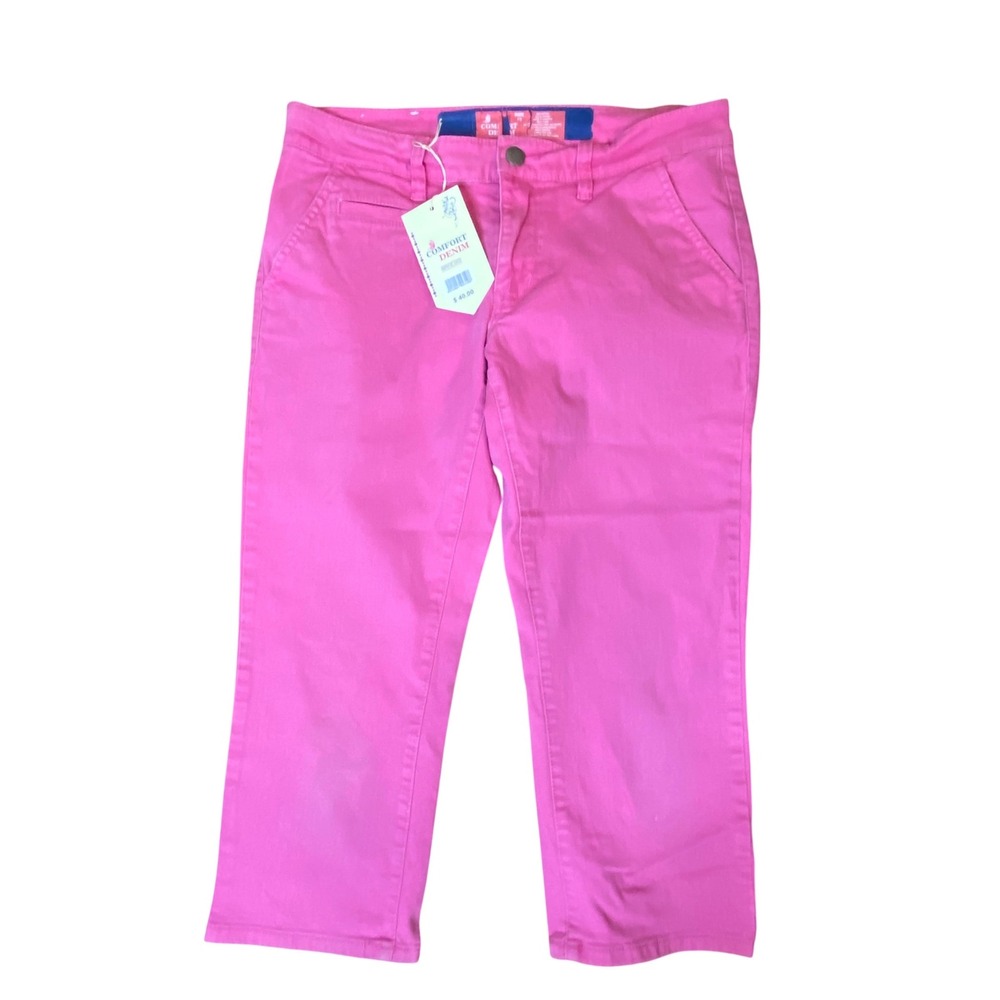 Comfort Denim Pink Cropped Pants Womens Size 10 Capris Mid Rise Stretch New